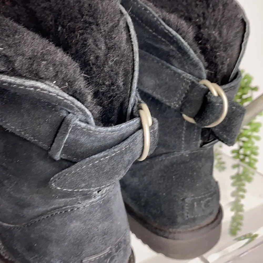 UGG AUSTRALIA REMORA BUCKLE BOOTIE FOLDOVER STYLE‎ Black 8